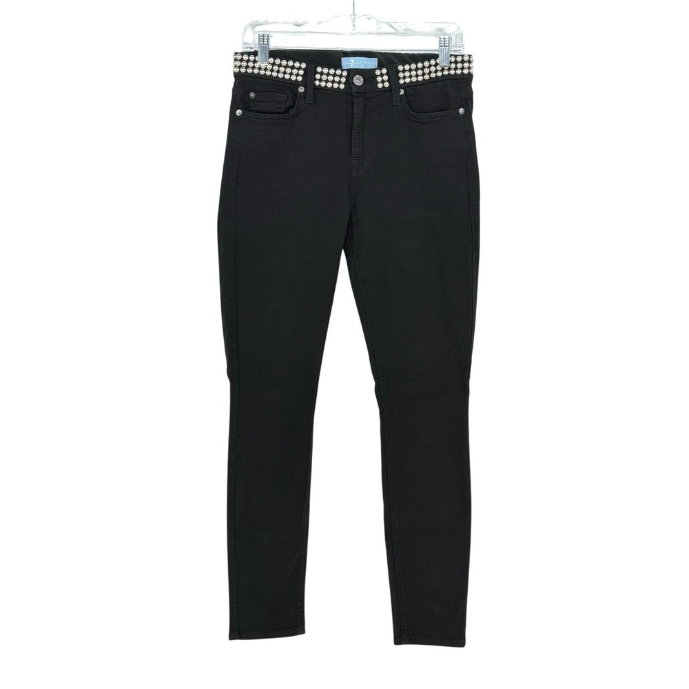 7 For All Mankind Studded Skinny Jeans Black Edgy Rock Punk Emo Goth Women 10